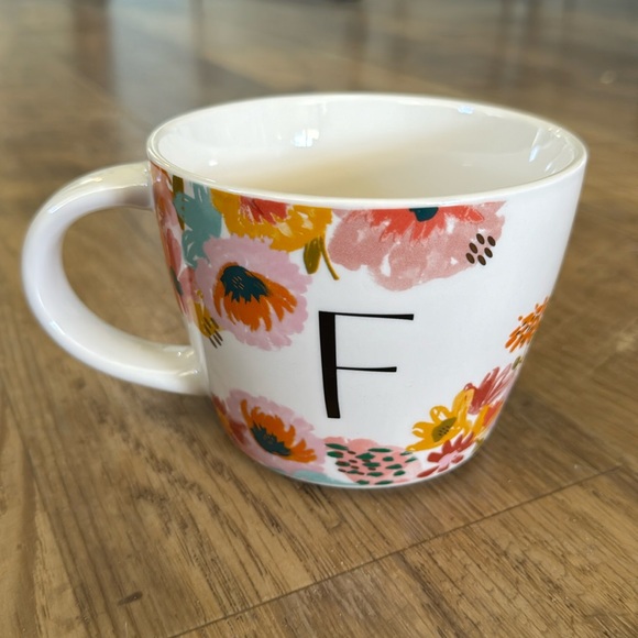 Opalhouse Stoneware 16oz large floral initial / monogram mug Letter “F” - Picture 4 of 4
